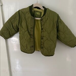 ZARA Olive Green Quilted Puffer Jacket for Kids